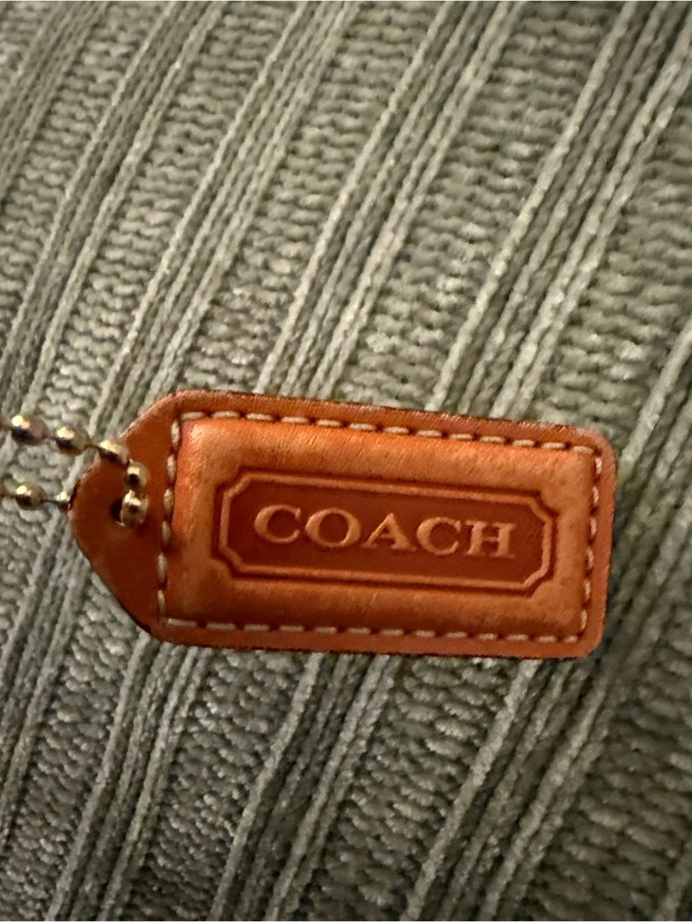 Coach Tan Leather Tag with stamped Gold Chain Coach authentic bag charm - Picture 2 of 7